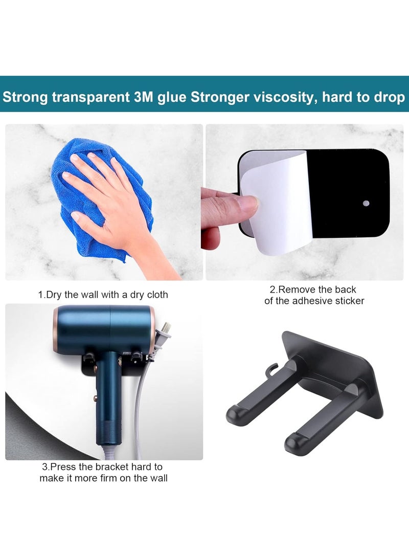 YelaJoy 2-Pack Self-Adhesive Universal Hair Dryer Holder - Wall-Mounted Hanger with Plug Bracket, Bathroom Organizer Rack for Dyson Airwrap & Straightener - Image 4